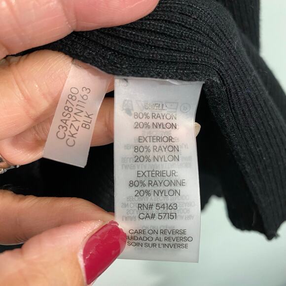 Calvin Klein Black Ribbed Chain Link Detail Retro Y2K Long Sleeve Sweater Sz XL - Picture 7 of 10